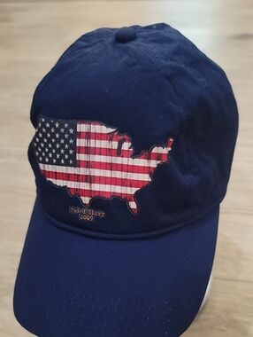 Navy Cap with American Flag Faded Glory Style USA Adjustable Baseball Cap Hat